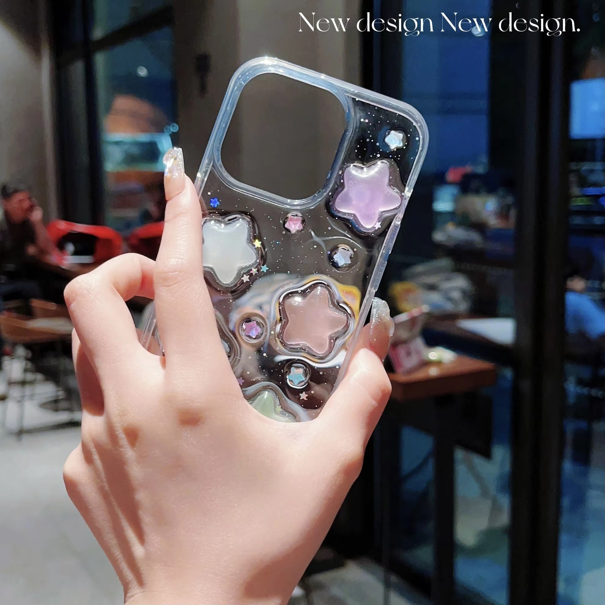 Luxury Translucent Colorful Cute Stars Resin Phone Case